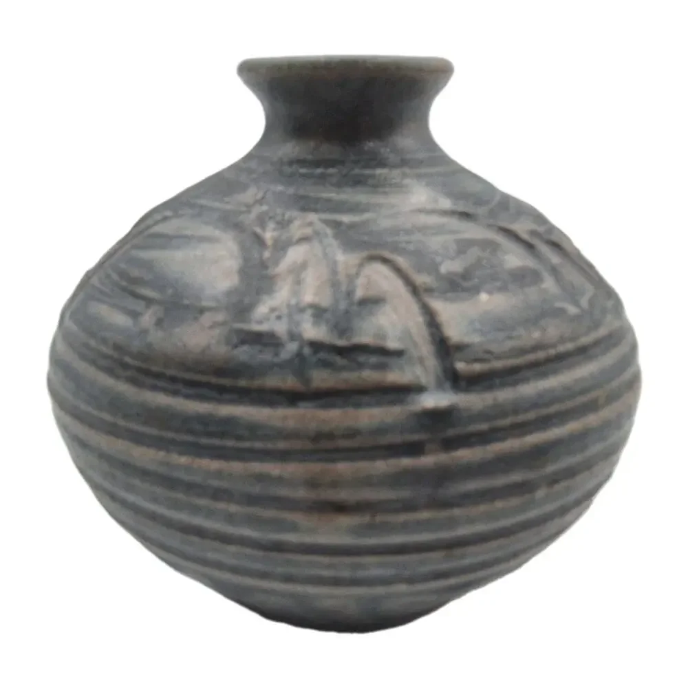 Vintage Studio Art Pottery Blue Mini Vase Signed D Dunn 3